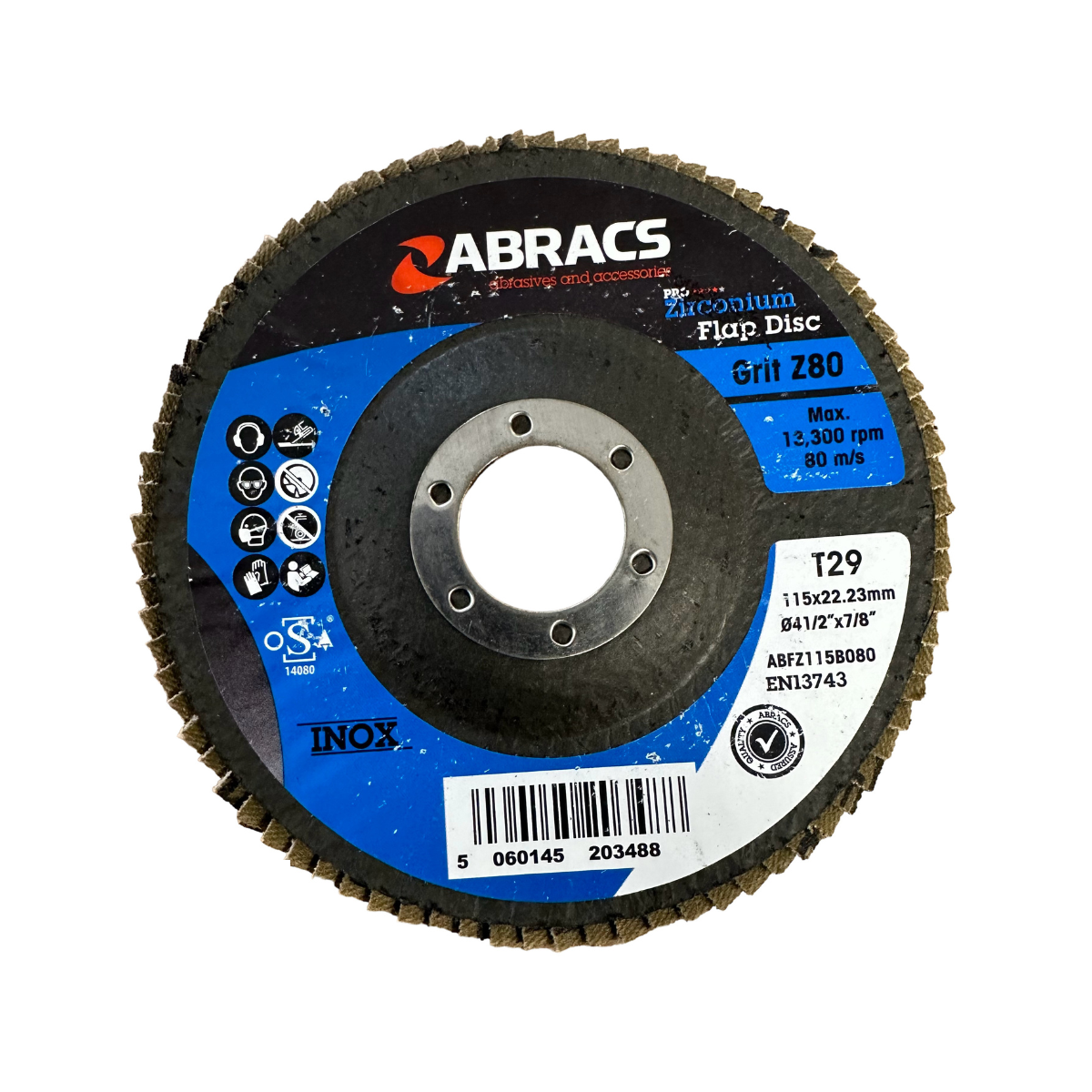 FLAP SANDING DISC 115MM 80 GRIT A/O