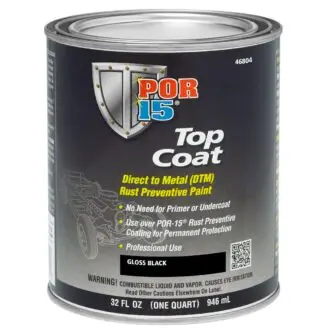 POR15 Top Coat Glossy Black Paint (BlackCote) US Quart (946ml)