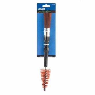 Double-ended cleaning brush with solvent resistant bristles.