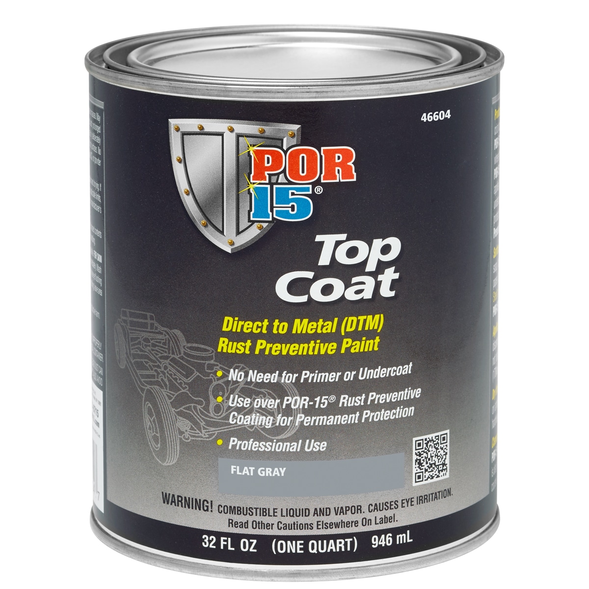 POR15 Top Coat Flat Gray Colour 946ml (US Quart)
