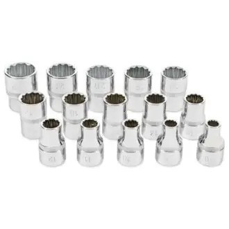 USAG 15 Piece Metric Bihexagonal Socket - Set 3/8" Drive