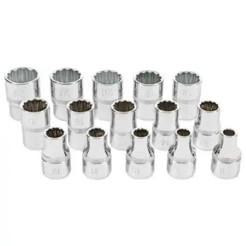 USAG 15 Piece Metric Bihexagonal Socket - Set 3/8" Drive