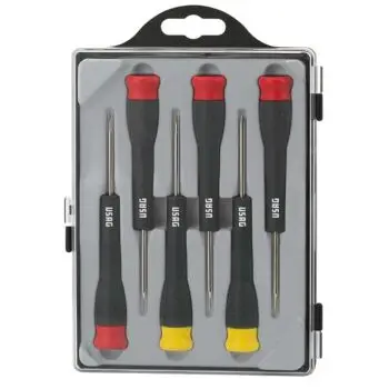 USAG Set of 6 Precision Screwdrivers - Slot-head and Phillips ® Screws