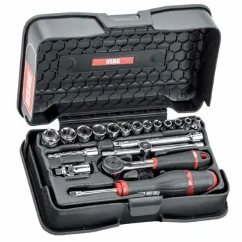 USAG 19 Piece Metric Socket & Ratchet Set - 1/4" Drive