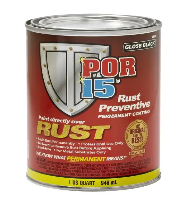 POR15 GLOSS BLACK Rust Preventive Paint (946ml) US Quart