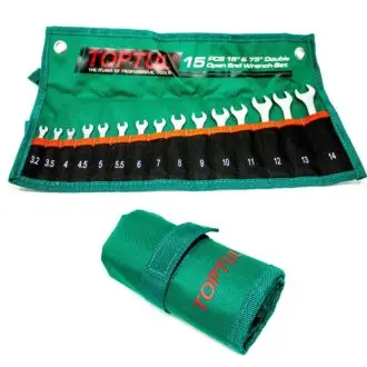 Double Open End Wrench Set 15° & 75° Angles - 15 Pieces