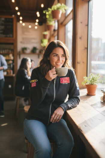 Classic Black Jacket with 5 x Embroidered Logos - Image 4
