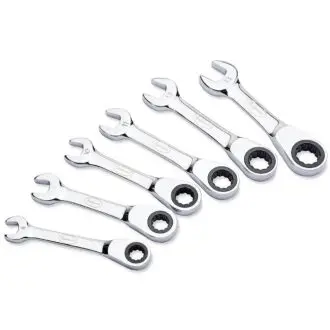 6pc Stubby Metric Ratcheting Wrench Set