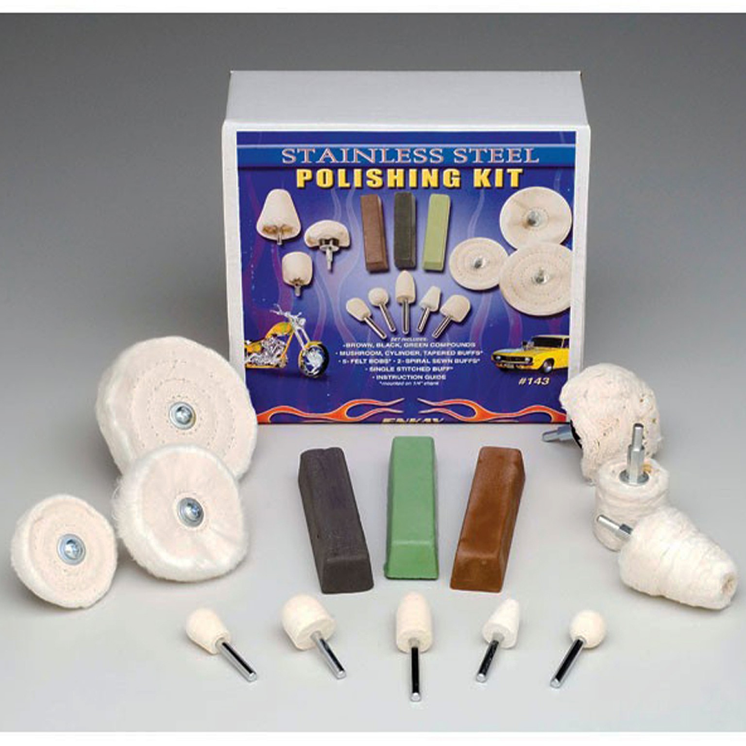 Stainless Steel Polishing Kit 14 pc Set Frost Auto Restoration Techniques