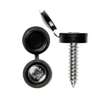 Black No. Plate Cap & Screw 4PACK