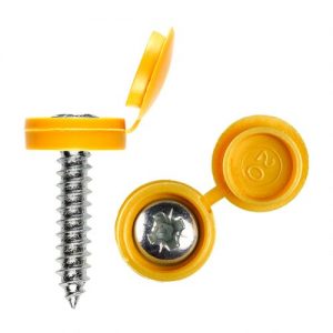 Yellow No. Plate Cap & Screw 4PACK