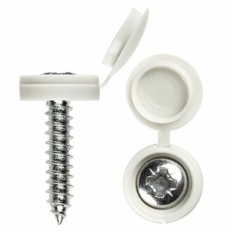 White No.Plate Cap & Screw 4PACK