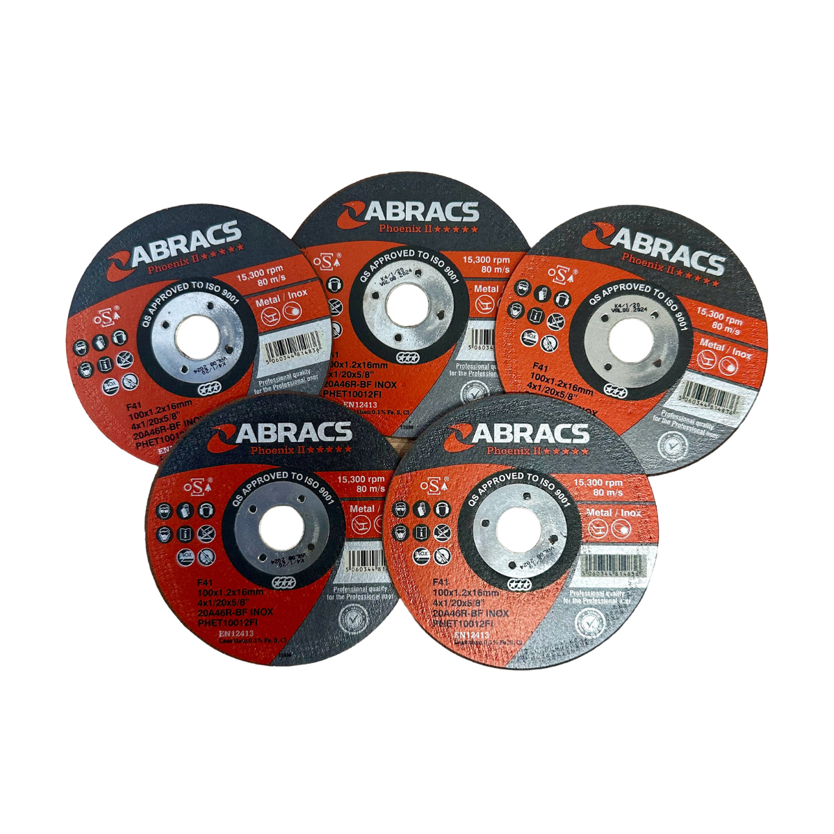 Abracs Racking ABRACS 100mm Phoenix 5 Star Extra Thin Cutting Disk - 5 pack - Frost ...