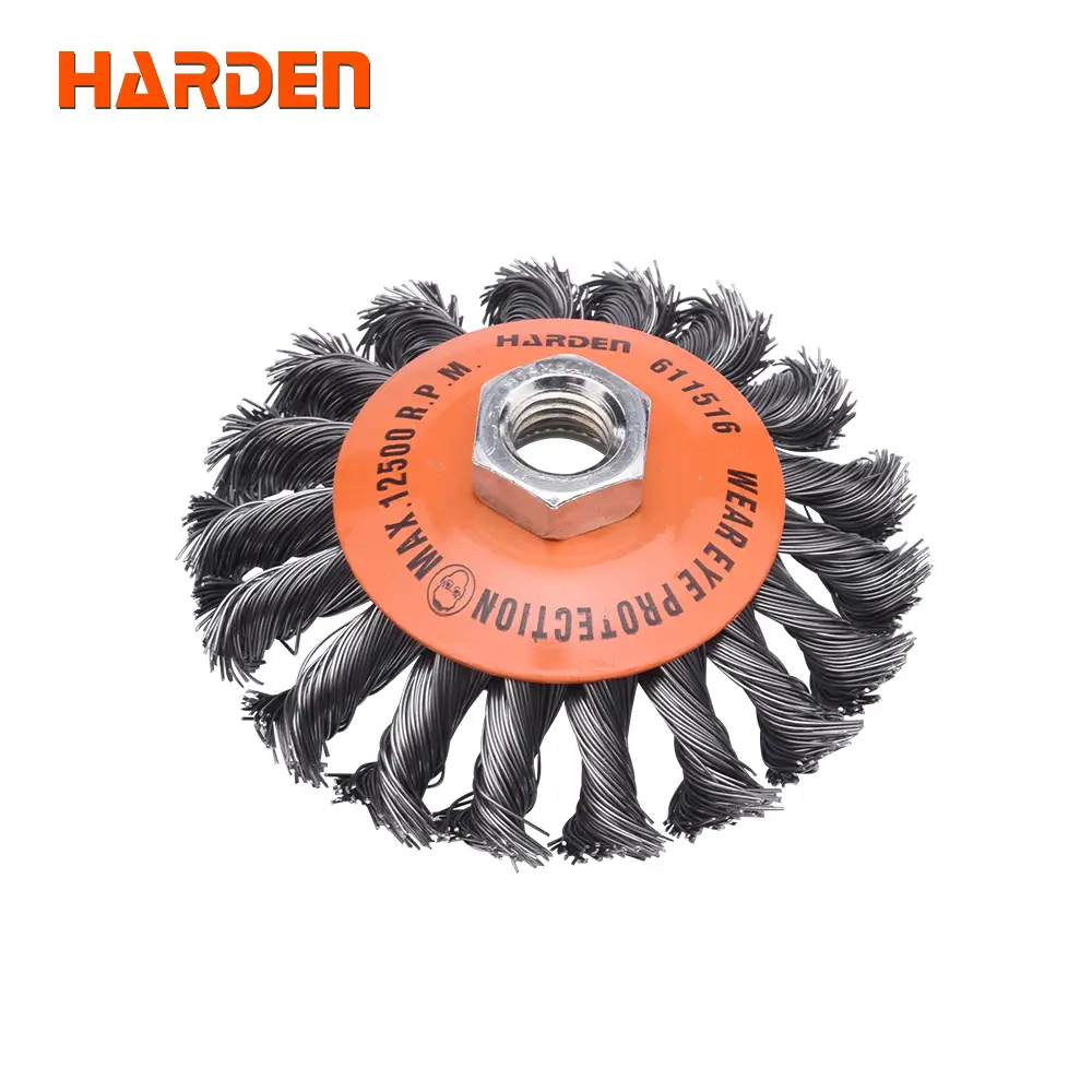 Harden 100mm Twist Knot Wire Bevel Brush – Heavy Duty M14 Angle Grinder Brush for Rust, Paint & Weld Removal