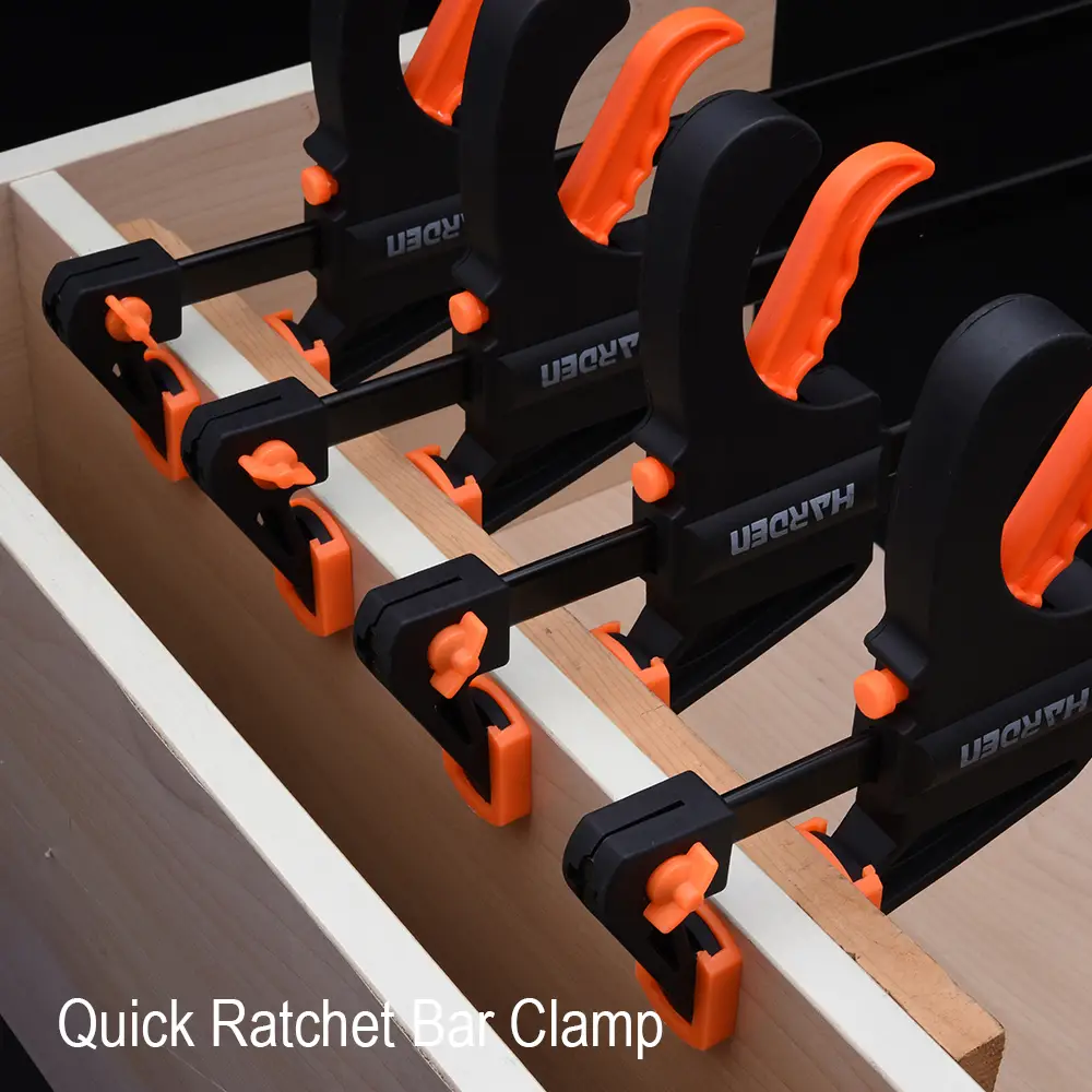Harden Quick Ratchet Bar Clamp 4"–24" (100–610mm) – One-Handed Quick-Release Woodwork Clamp with Soft Non-Marking Pads - Image 3