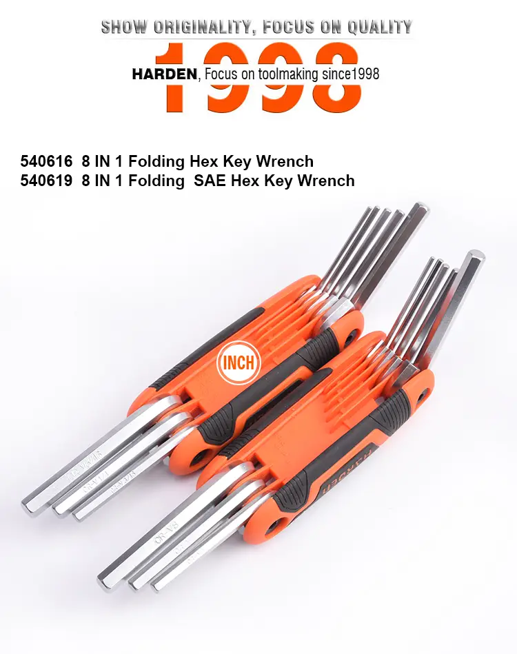 Harden 8-in-1 Folding SAE Hex Key Set – Compact Metric Allen Key Tool - Image 2
