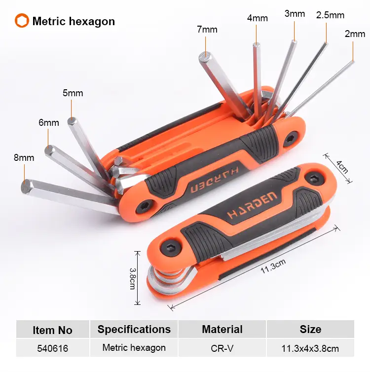 Harden 8-in-1 Folding SAE Hex Key Set – Compact Metric Allen Key Tool - Image 6