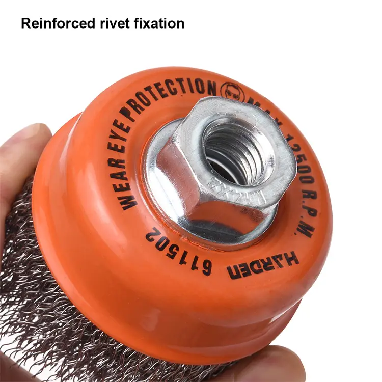 Harden 75mm Cup Wire Brush with Nut – M14 Twist Knot Steel Brush for Rust, Paint & Weld Cleaning