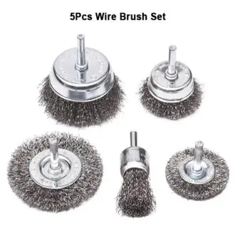 5pcs Wire Brush Set – 1/4" Hex Drill Brushes for Rust, Paint & Metal Surface Cleaning