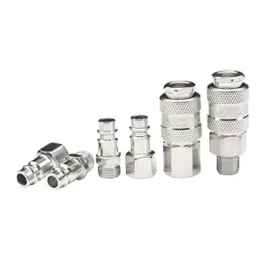 6pc Steel Coupler Connect Set – Heavy Duty Quick Connect Air Fittings for Compressors, Pneumatic Tools & Workshop.