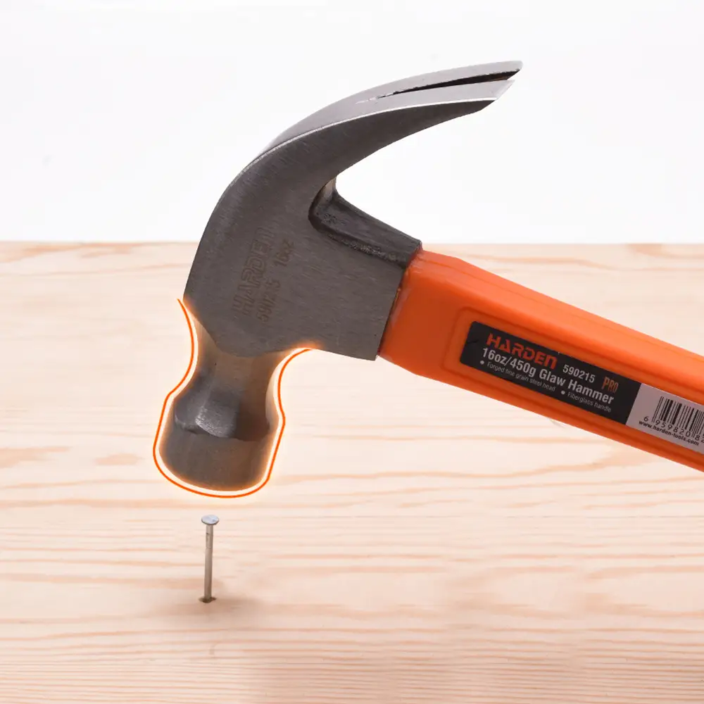 Harden 450g (16oz) Claw Hammer with Fiberglass Handle – Heavy Duty Anti-Slip DIY Hammer for Construction & Home Repairs - Image 6