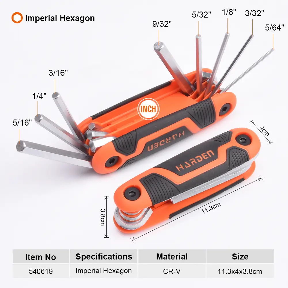 Harden 8-in-1 Folding SAE Hex Key Set – Compact Imperial Allen Key Tool - Image 3