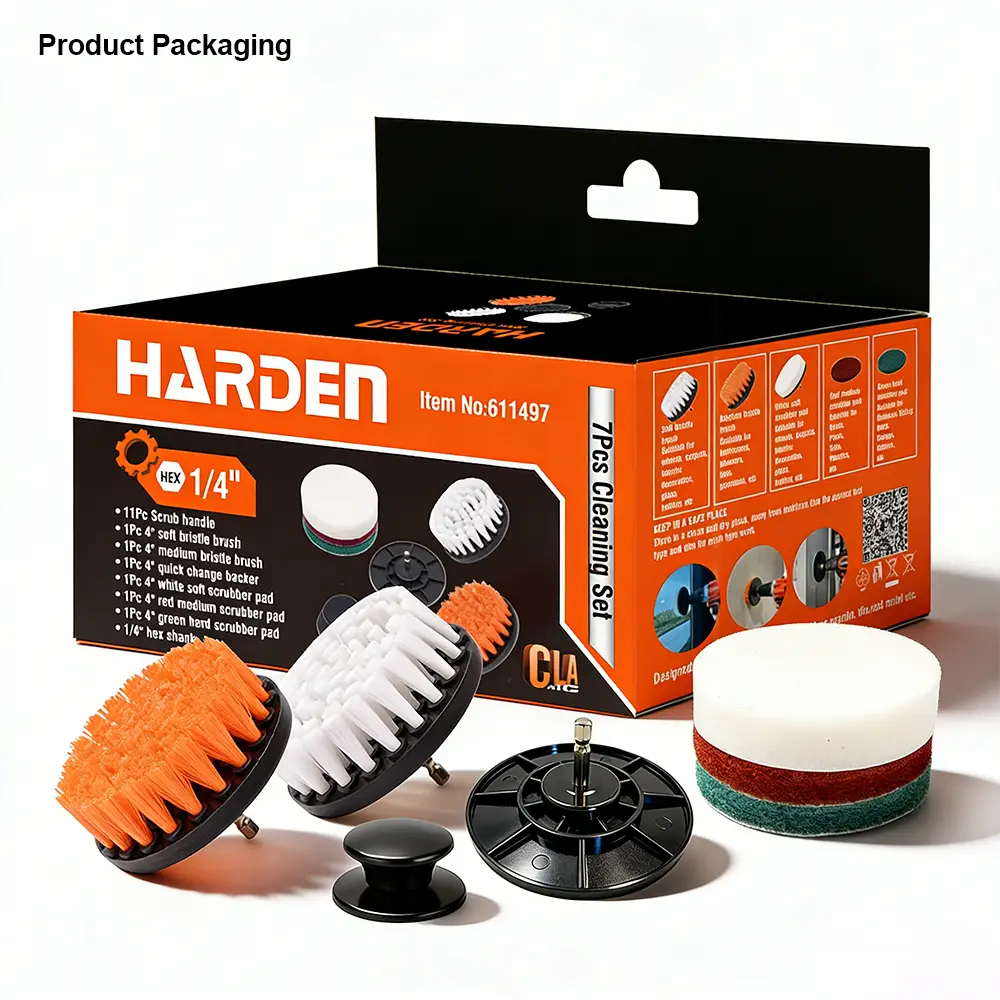 Harden 7pc 1/4" Hex Cleaning Bit Set – Detailing & Deburring Brushes for Drill & Driver