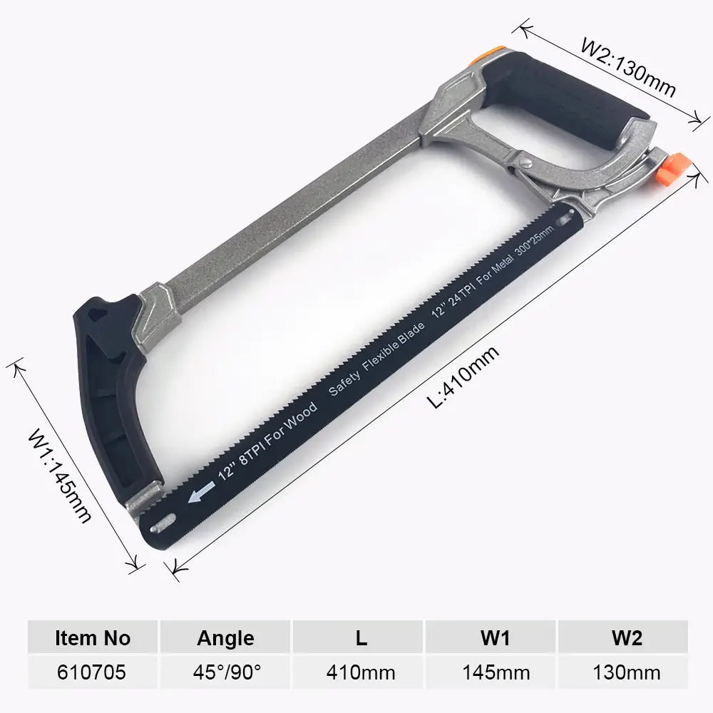 Harden 12" (304mm) Aluminium Hacksaw Frame – Professional High-Tension Saw with Soft-Grip Front & D-Handle - Image 6
