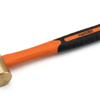 Harden 2lb (907gr) Brass Hammer – Soft-Face Non-Sparking Head with Anti-Slip Fiberglass Handle