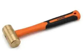 Harden 2lb (907gr) Brass Hammer – Soft-Face Non-Sparking Head with Anti-Slip Fiberglass Handle