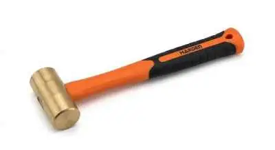 Harden 2lb (907gr) Brass Hammer – Soft-Face Non-Sparking Head with Anti-Slip Fiberglass Handle