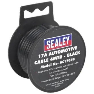 Sealey Automotive Cable Thick Wall 17A 4m Black