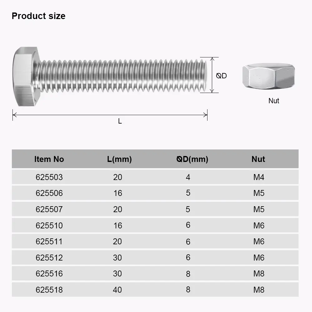 Nut & Bolt HEX Sets - 8 Different Sizes - Choose your size from the dropdown below - Image 3