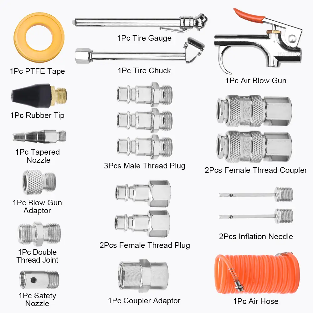 20pc European Fittings Air Blow Gun Set – Heavy Duty Pneumatic Air Duster Kit for Cleaning, Workshop, Garage & Compressor Use - Image 2