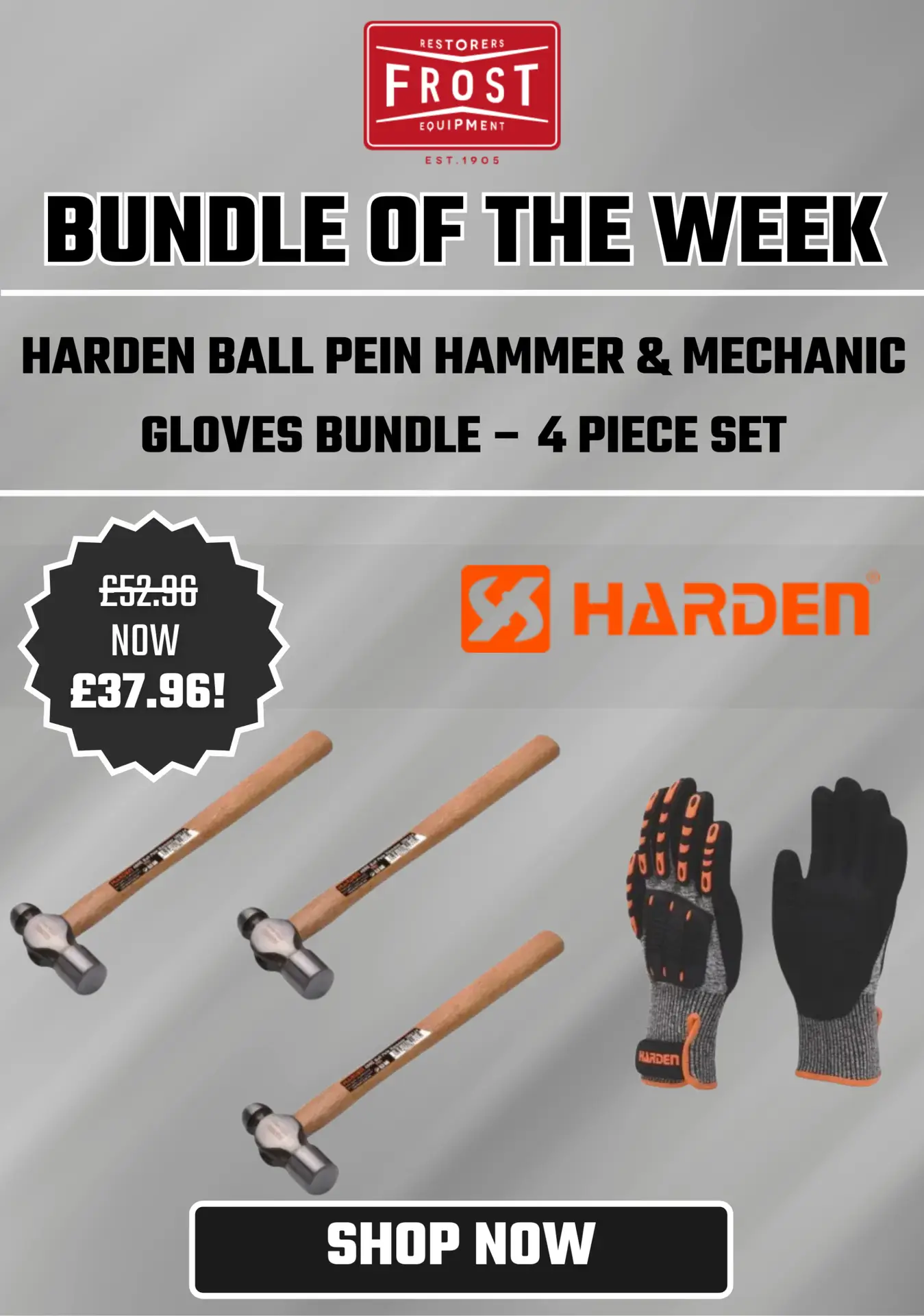 Frost Web Cards - Harden Ball Pein Hammer & Mechanic Gloves -Bundle
