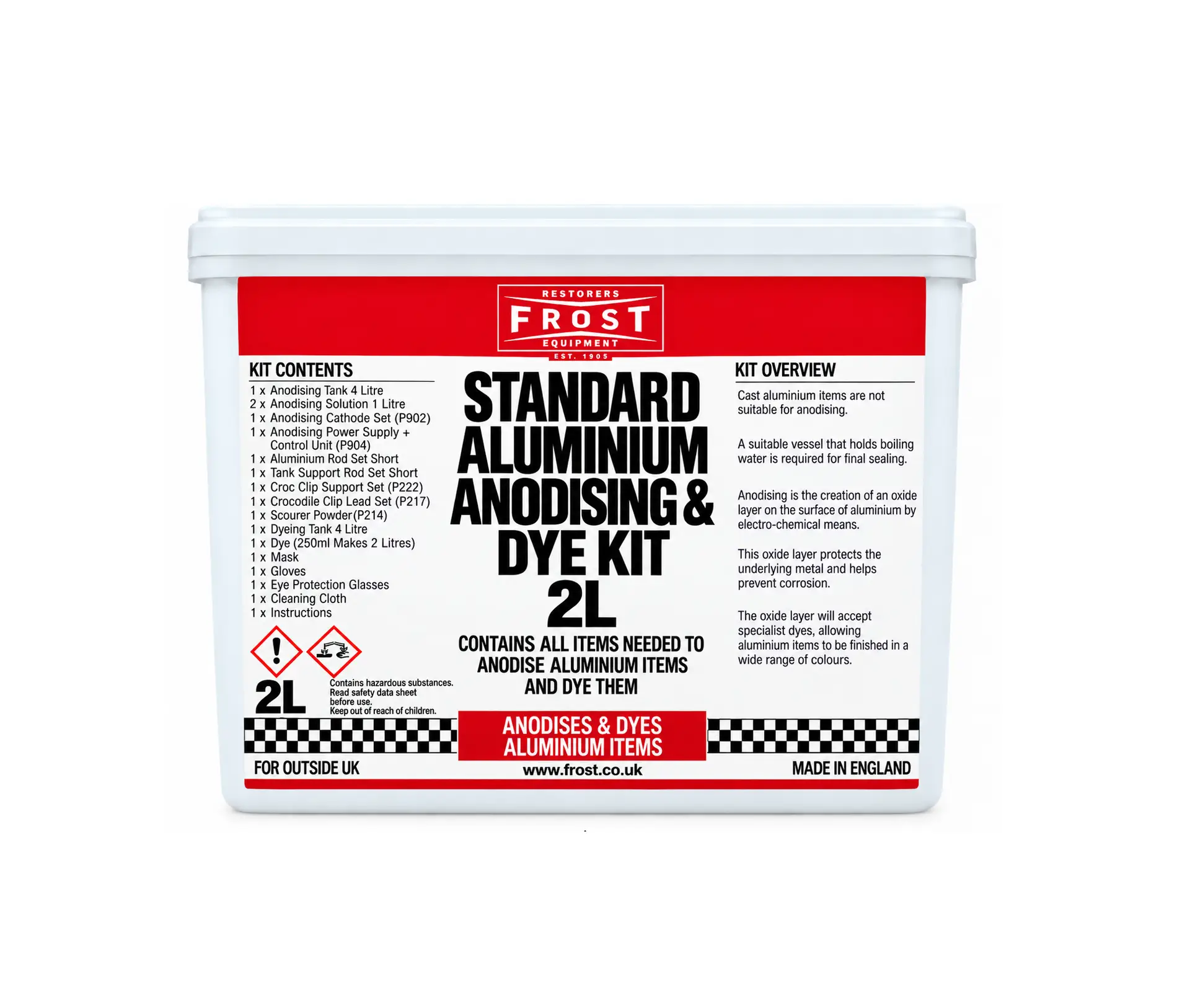 Standard Aluminum Anodising & Dye Kit 2L